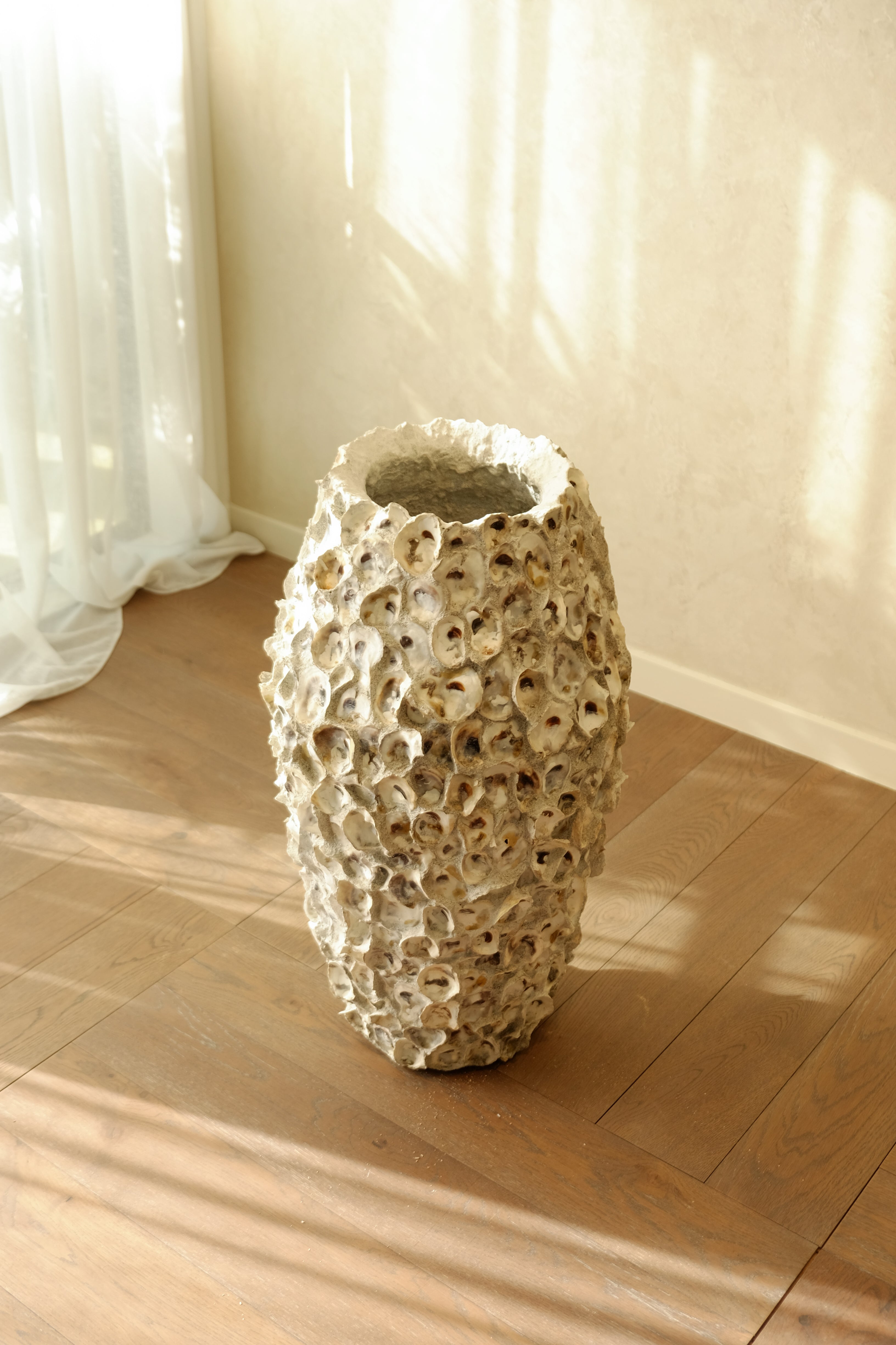 Oyster Shell Pot Tall styled