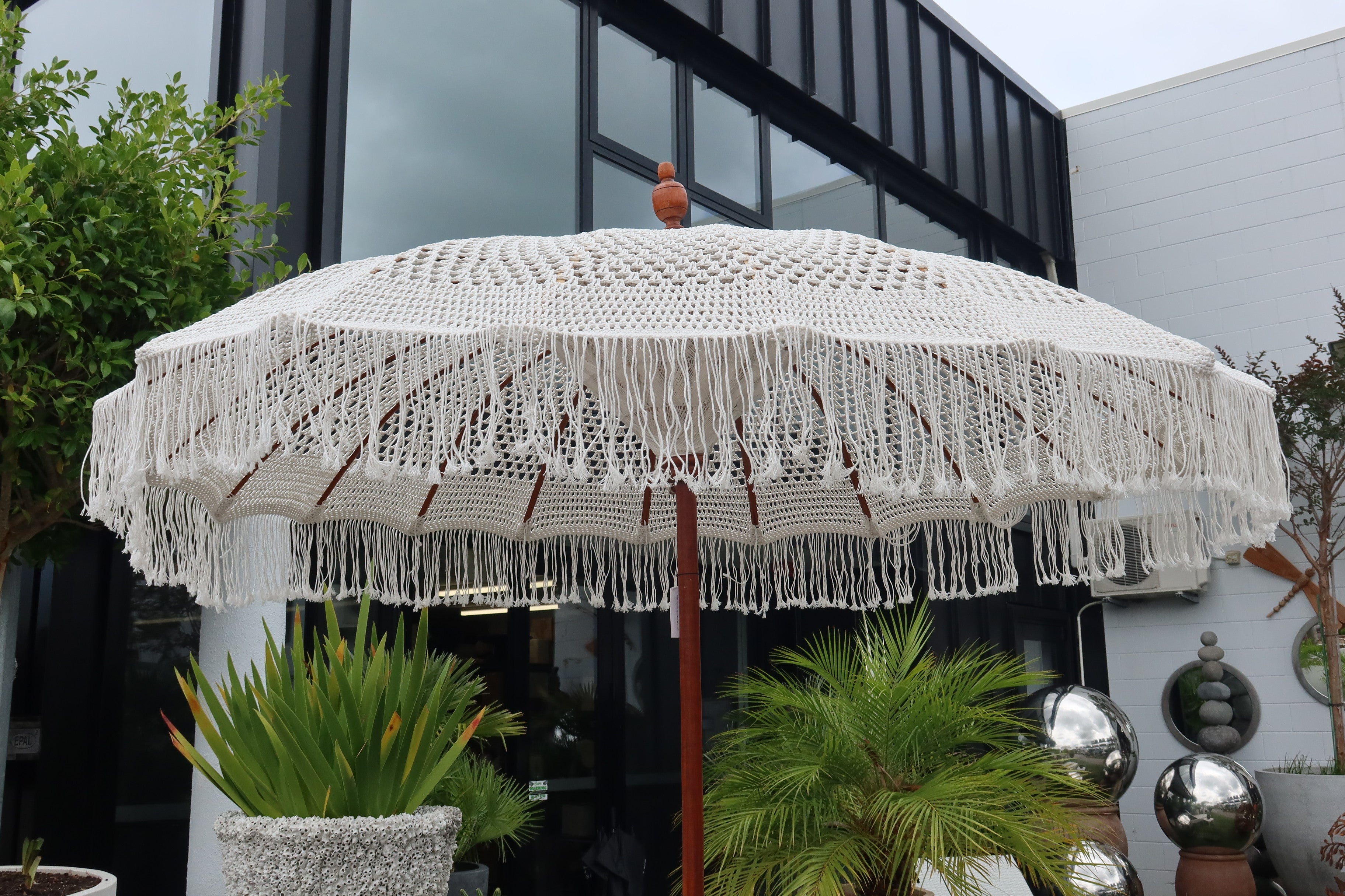 Umbrella White Crocheted