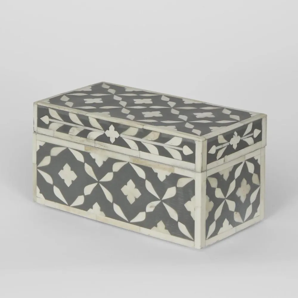 Trinket Box Black/White Bone/Inlay