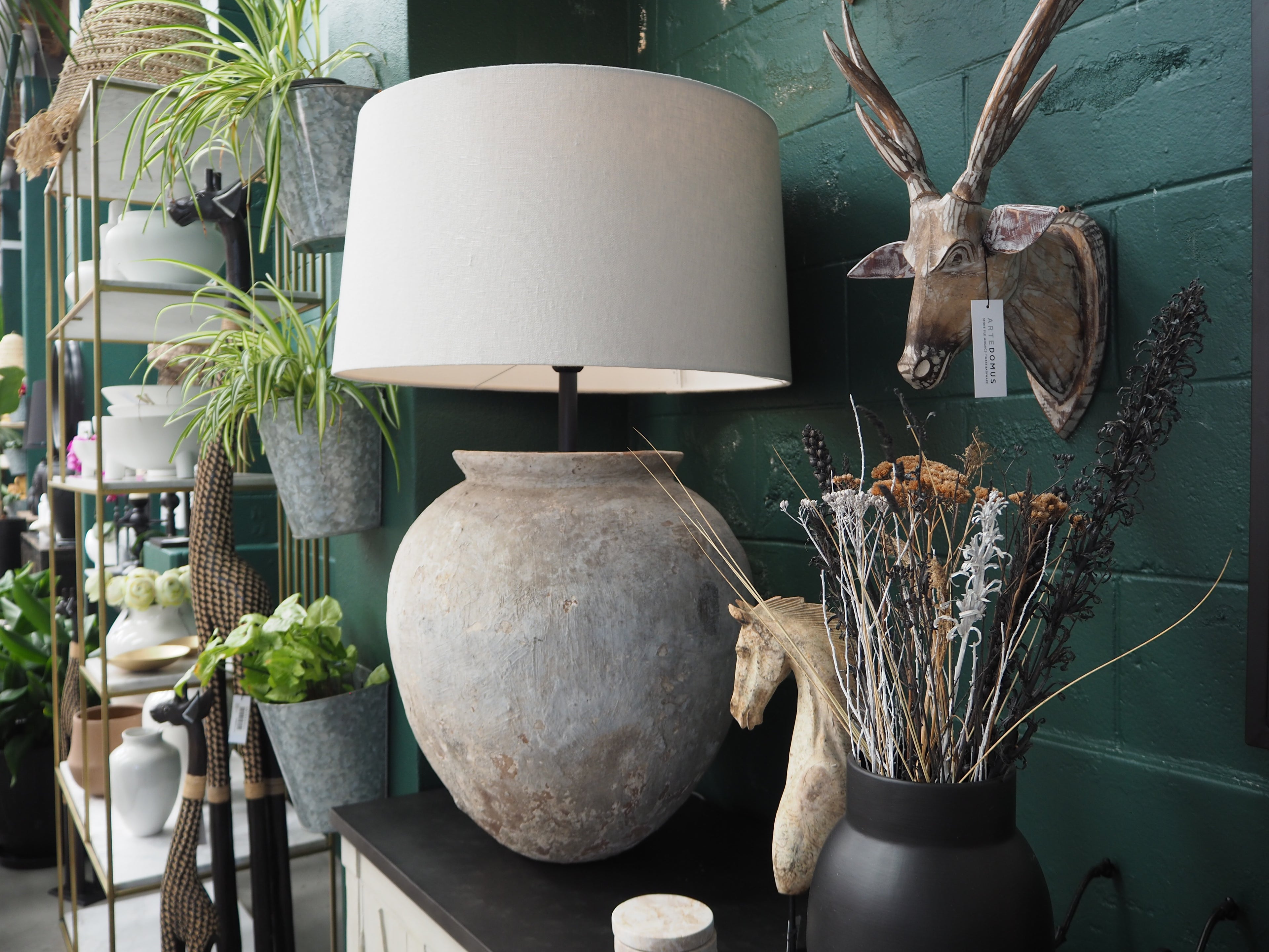 Lamp Base & Linen Shade (Organic Pot)