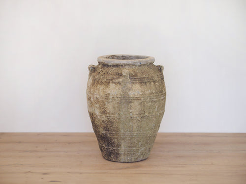 Atlantis Glaze Pot White/Coral with Handles