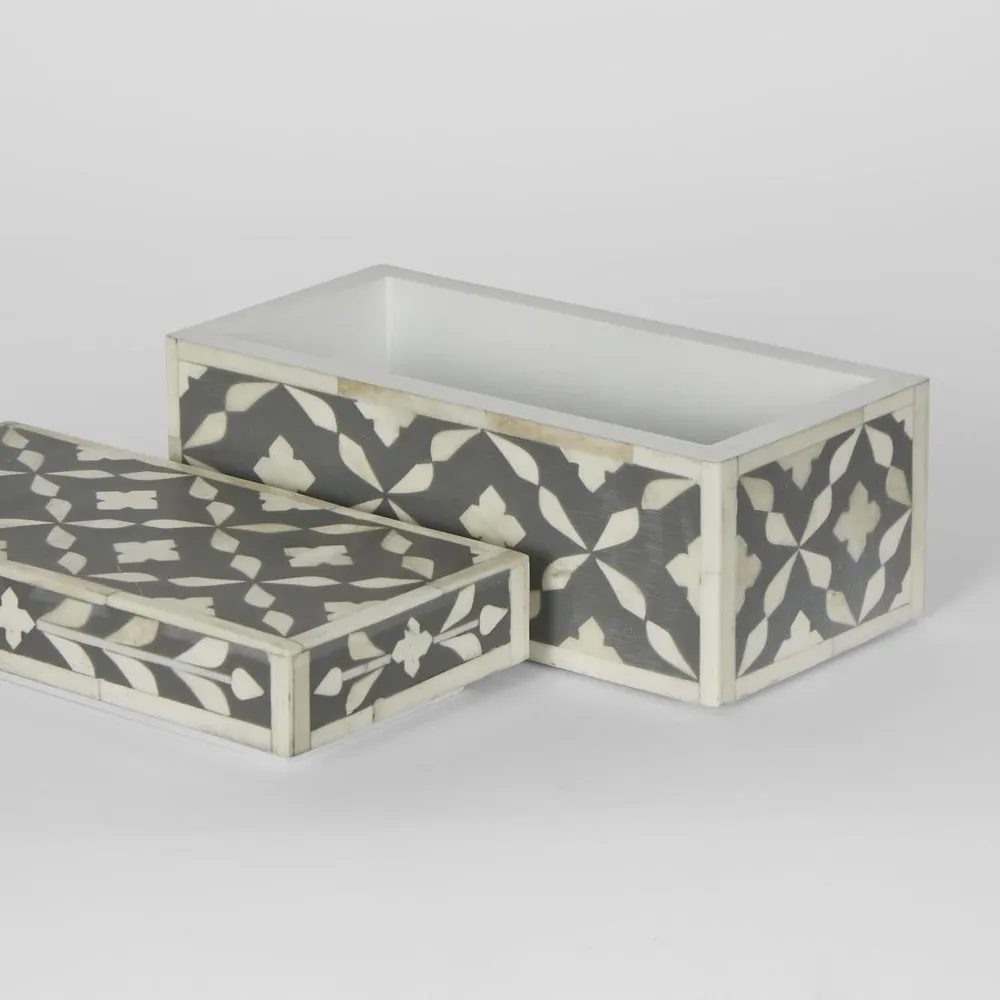 Trinket Box Black/White Bone/Inlay