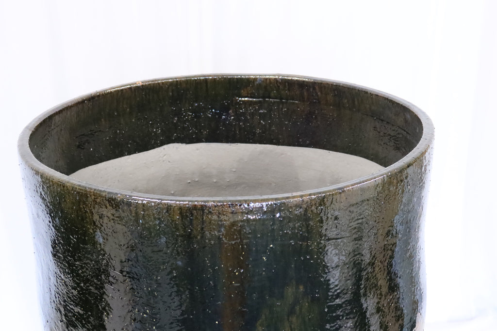 Pot Green Glazed Terracotta Tapered