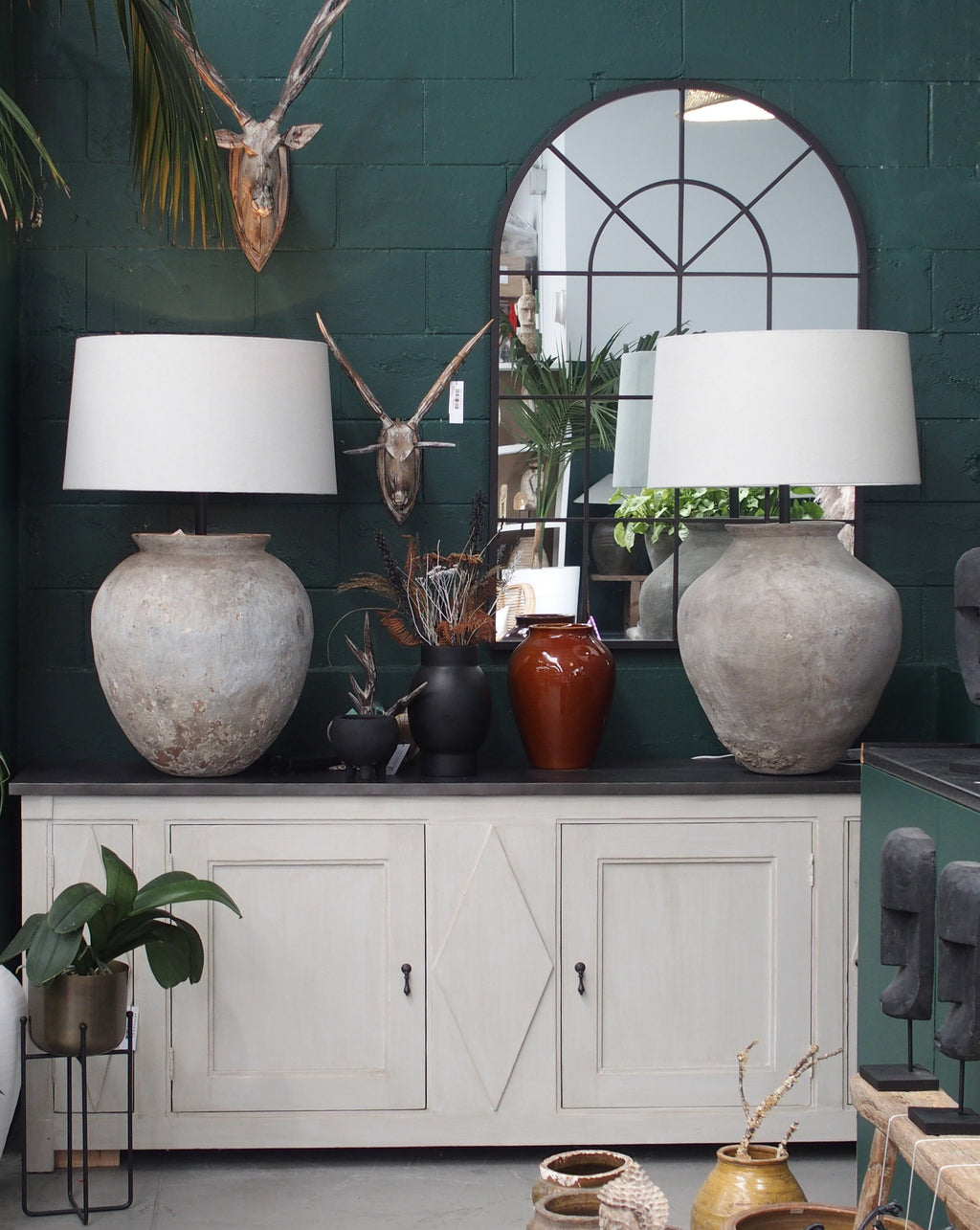 Lamp Base & Linen Shade (Organic Pot)