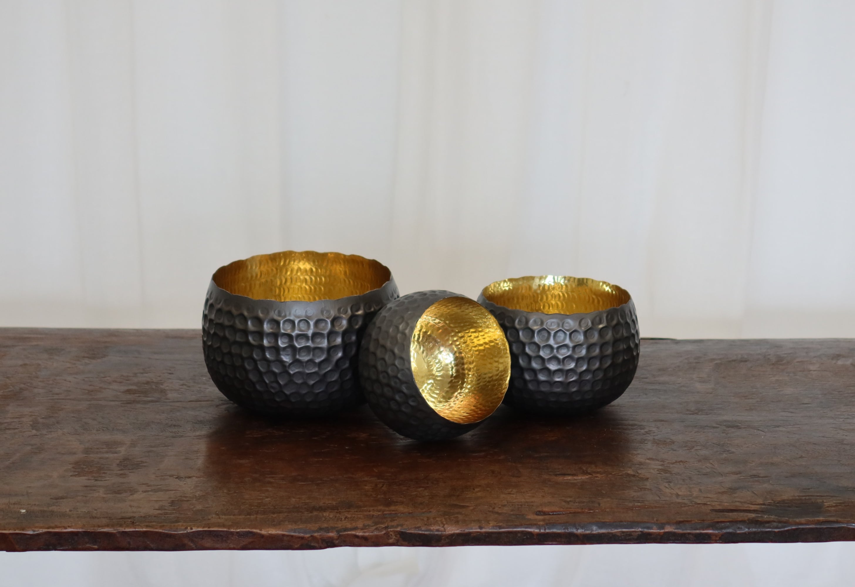 Bowl Dimpled Brass Shallow