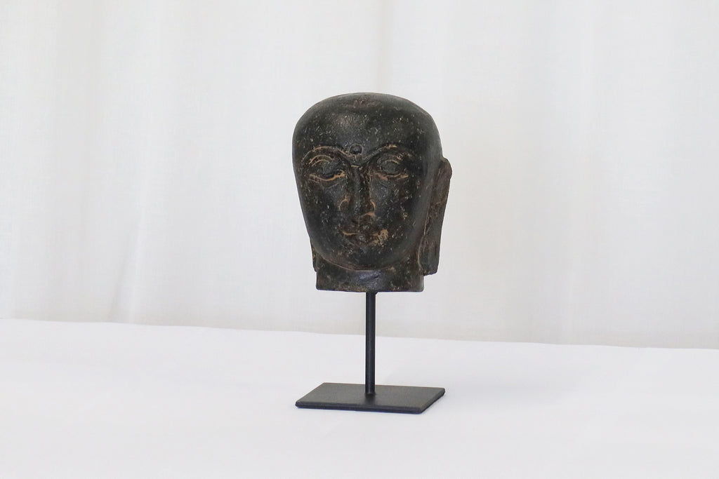 Buddha Head Lava Stone on Stand