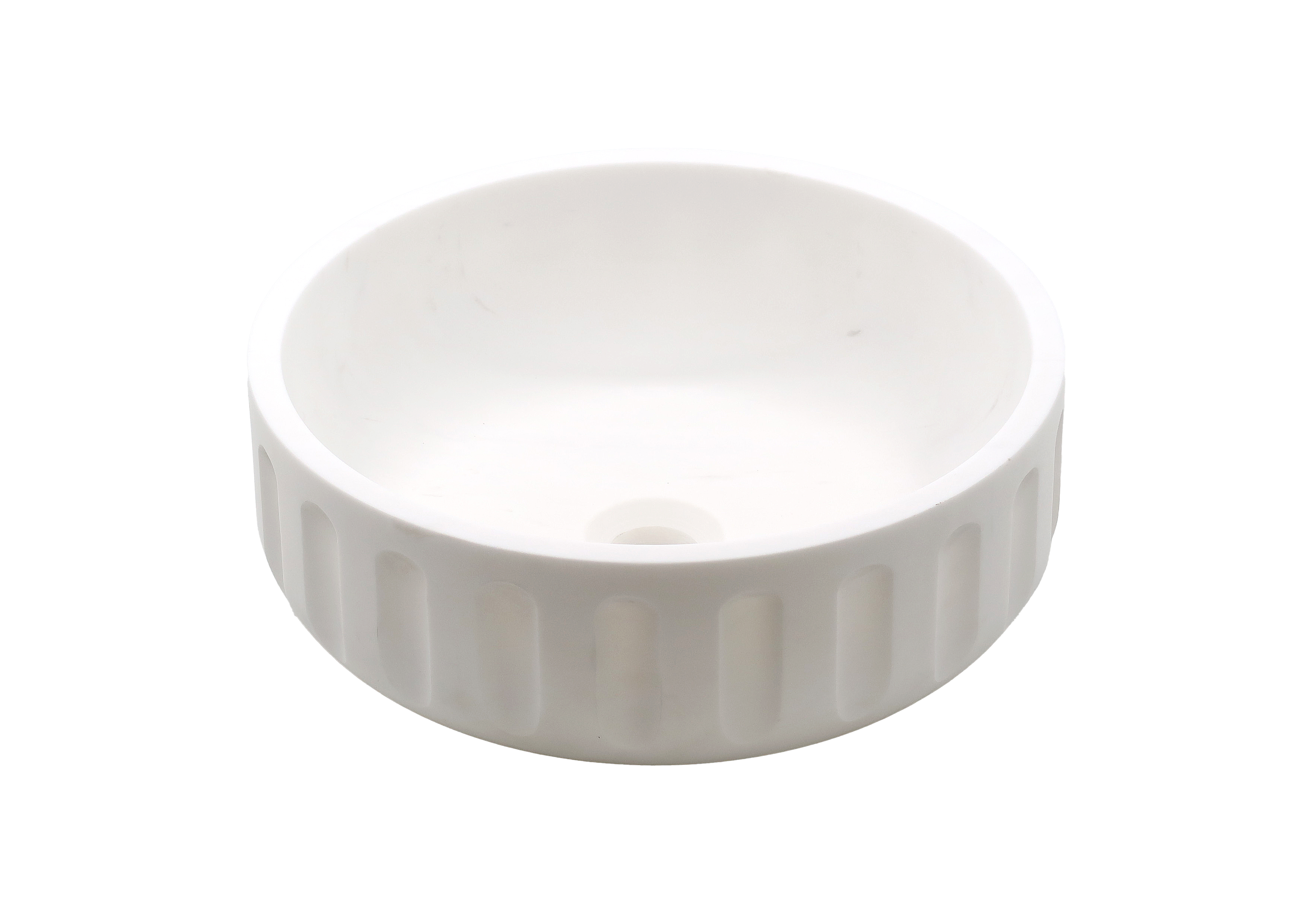 White Dolomite Honed Round & Fluted Basin