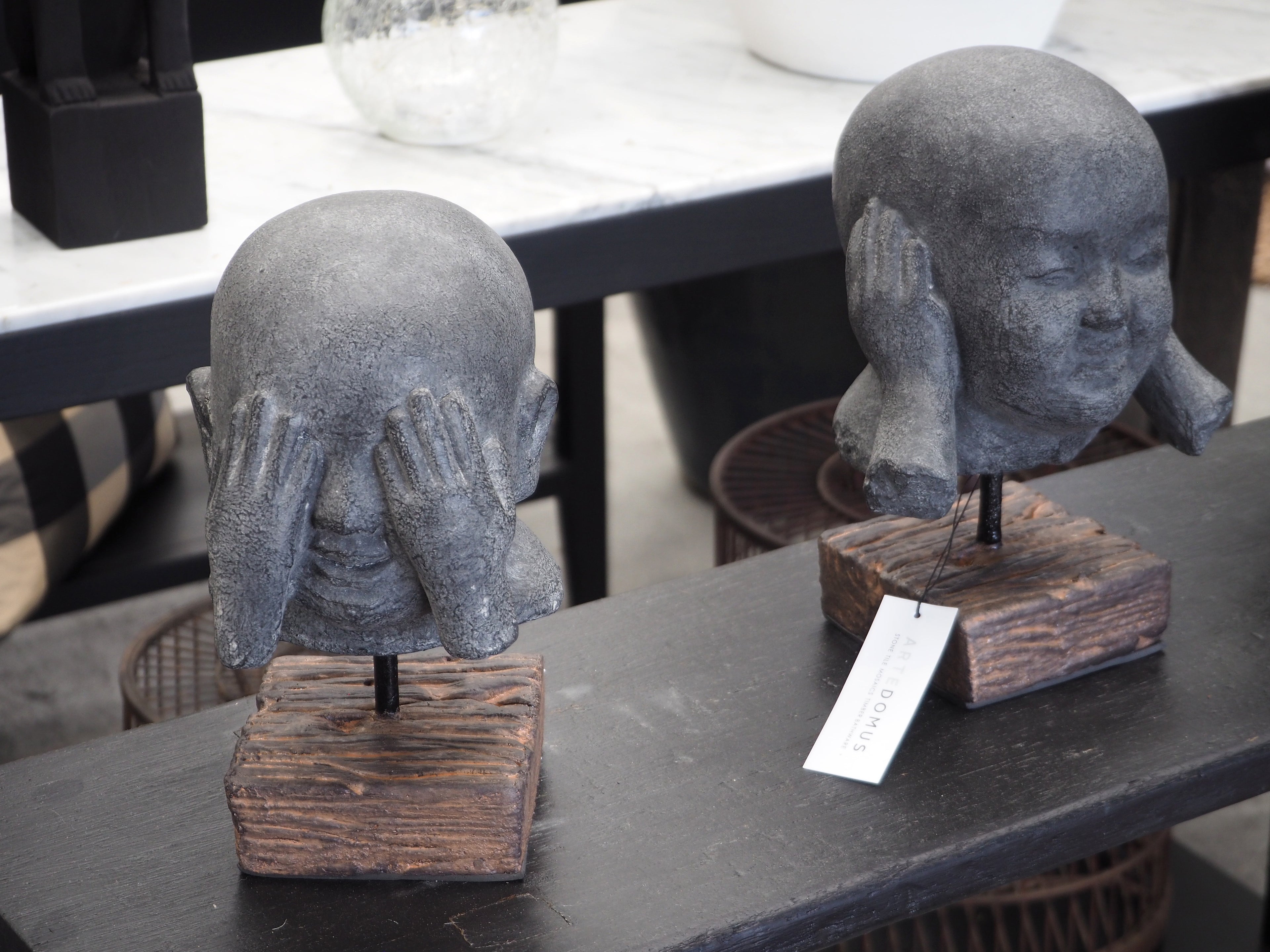 Buddha Heads Set of 3 (Hear-no, Speak-no, See-no)
