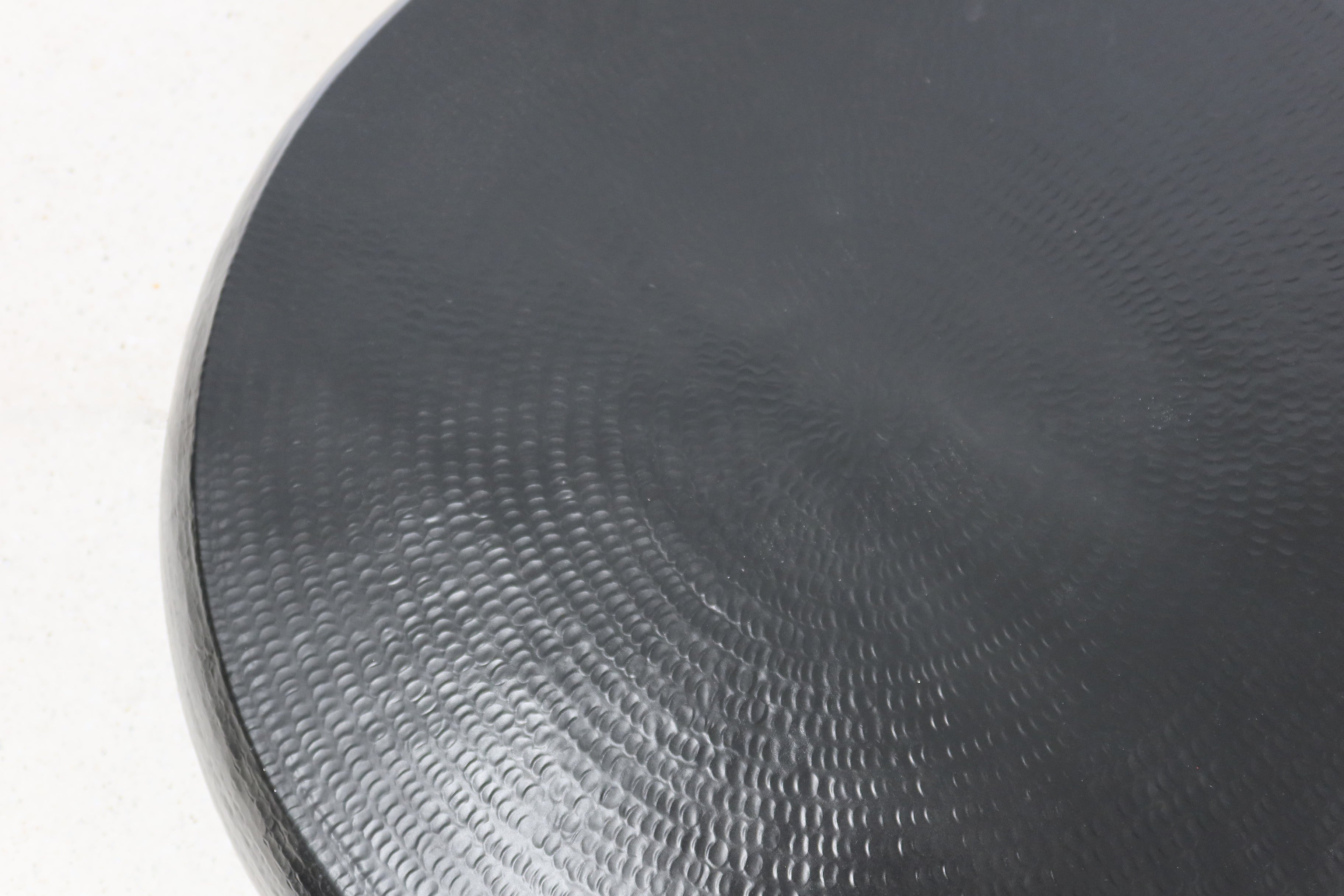 Coffee Table Squashed Round Black Hammered Aluminium