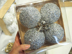 Lumi Hanging Glass Bauble Silver Sequin