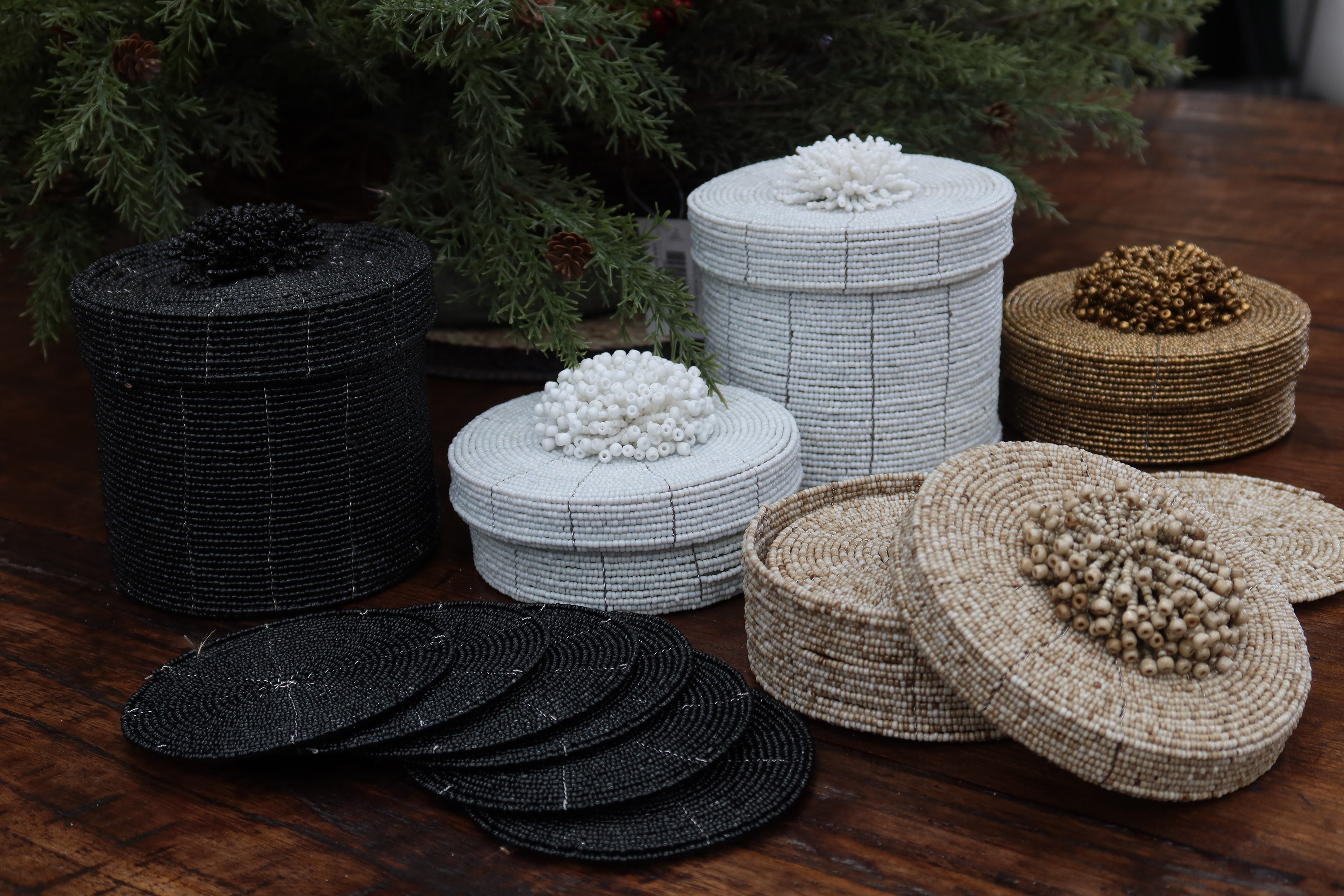 Coasters Beaded Box of 3 Sets