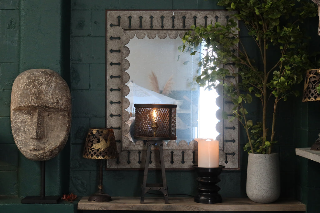 Gridded Industrial Table Lamp