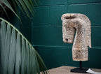 Horse Head Carved Wooden on Stand