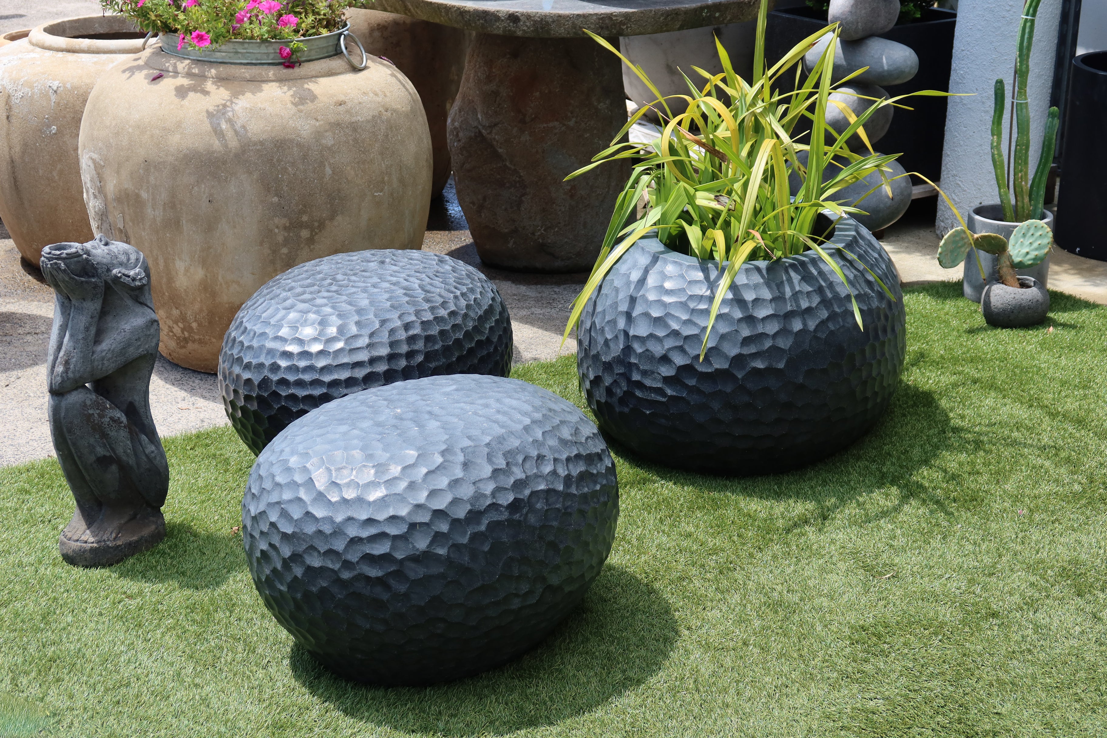Stool Black Terrazzo Dimpled Finish