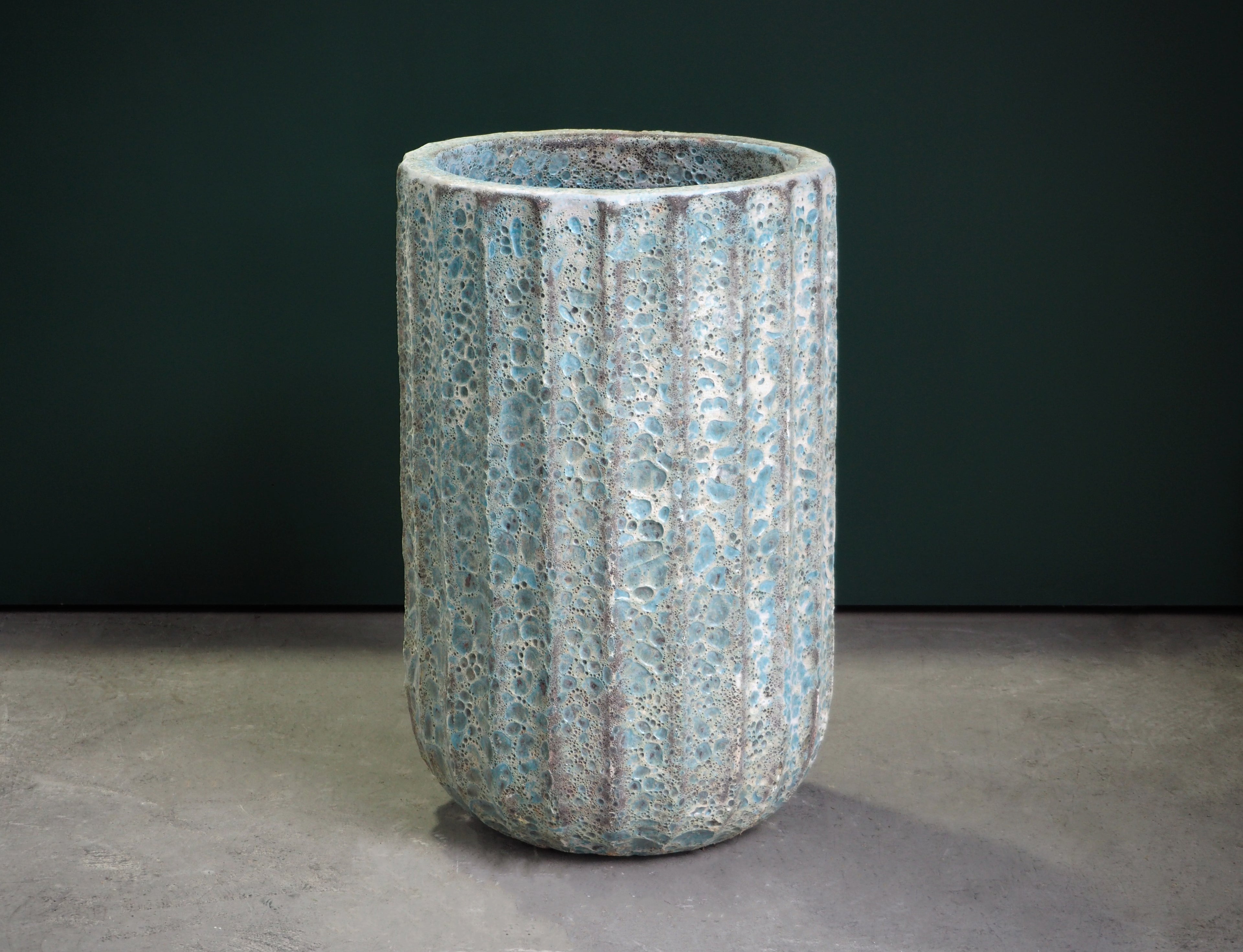 Atlantis Glaze Pot Turquoise Ridged