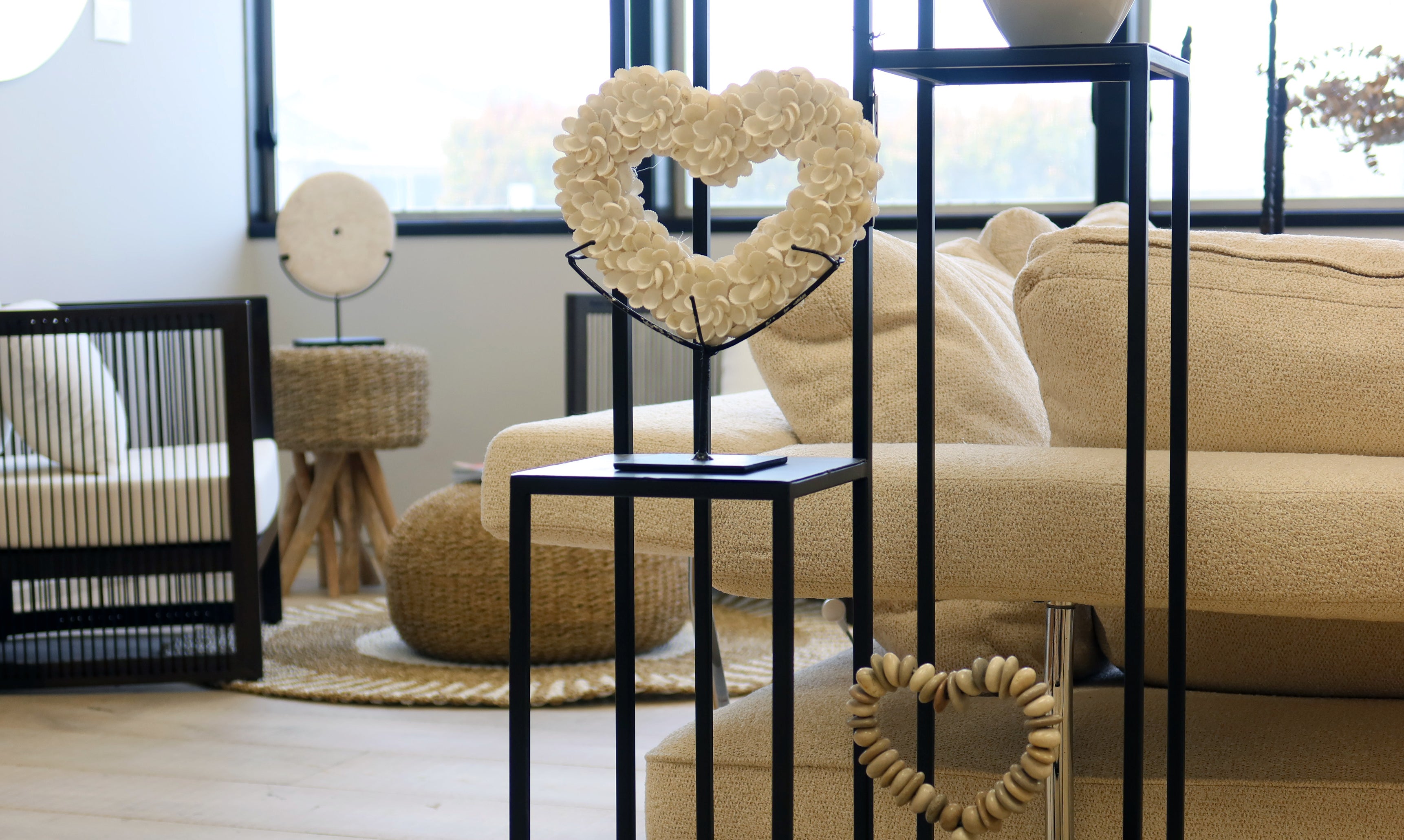 Shell Flower Heart on Stand