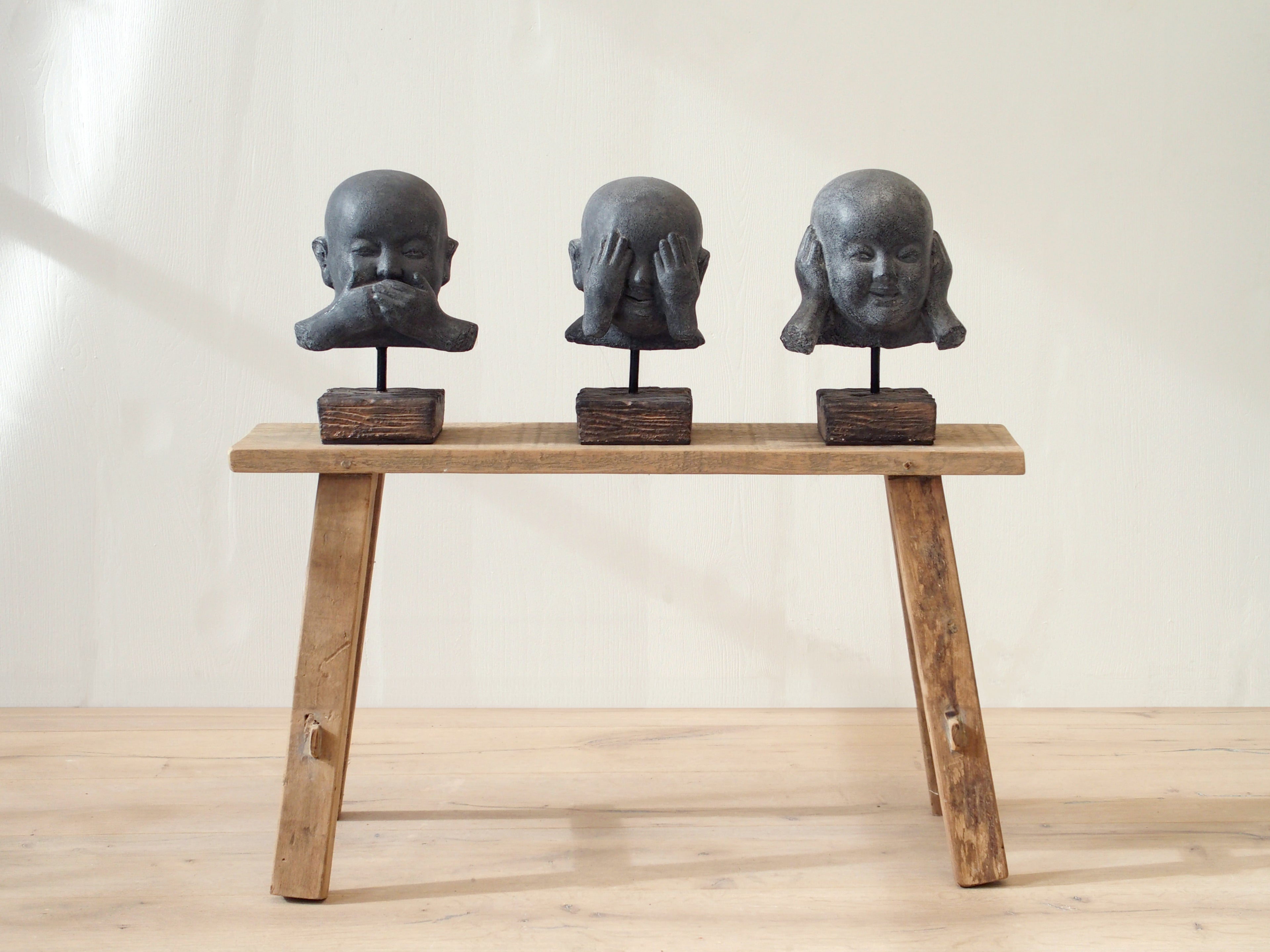 Buddha Heads Set of 3 (Hear-no, Speak-no, See-no)