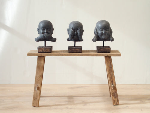 Buddha Heads Set of 3 (Hear-no, Speak-no, See-no)