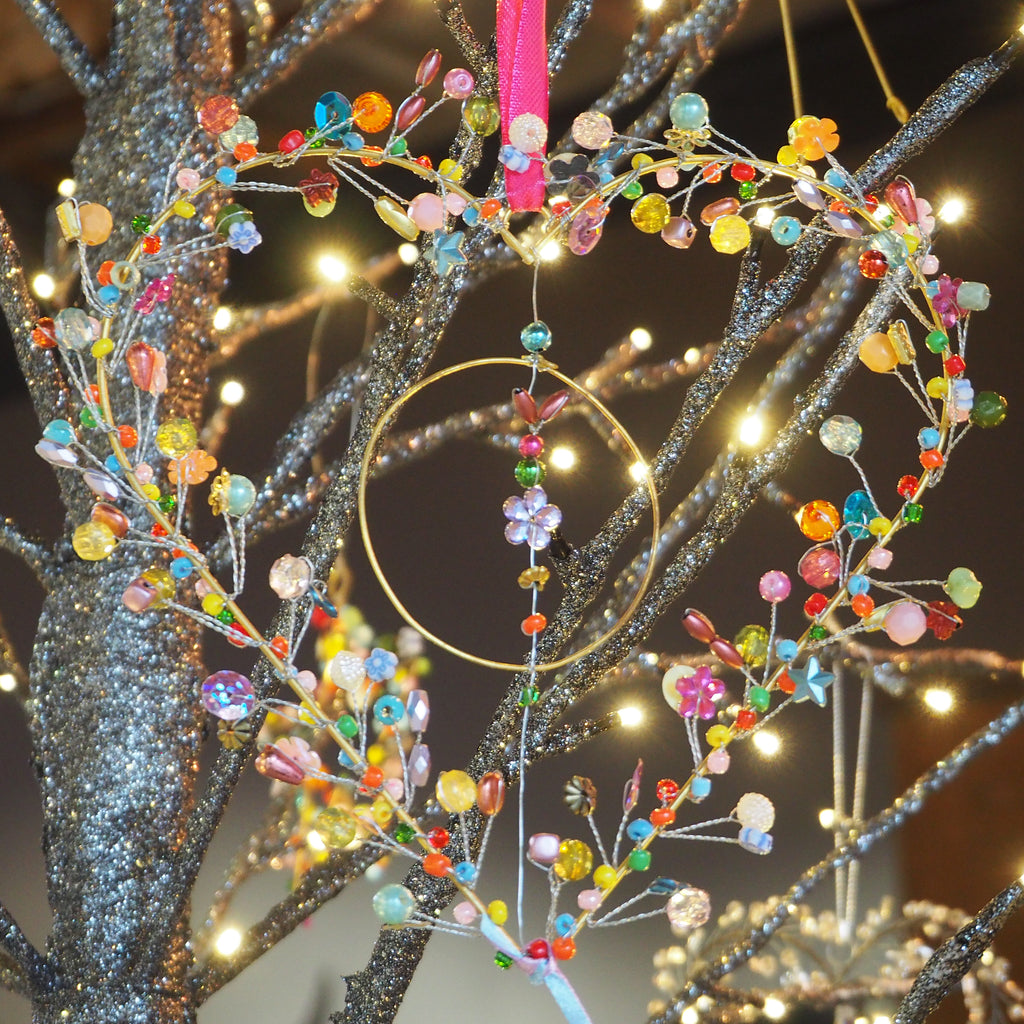 Carousel Hanging Beaded Heart Large