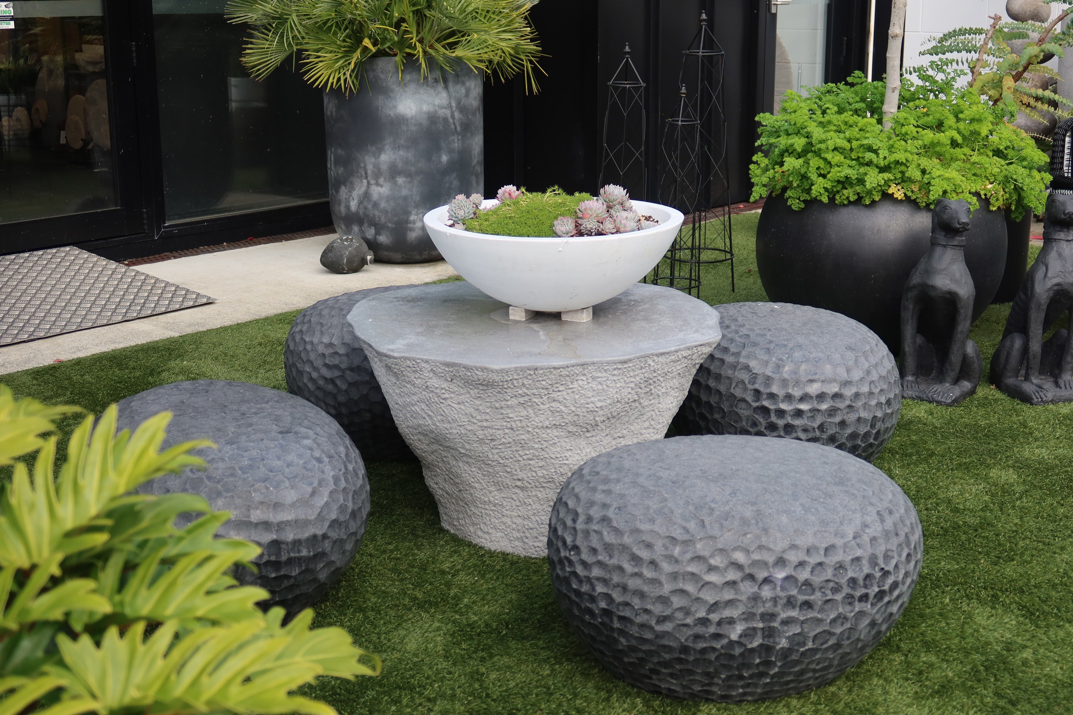 Stool Black Terrazzo Dimpled Finish
