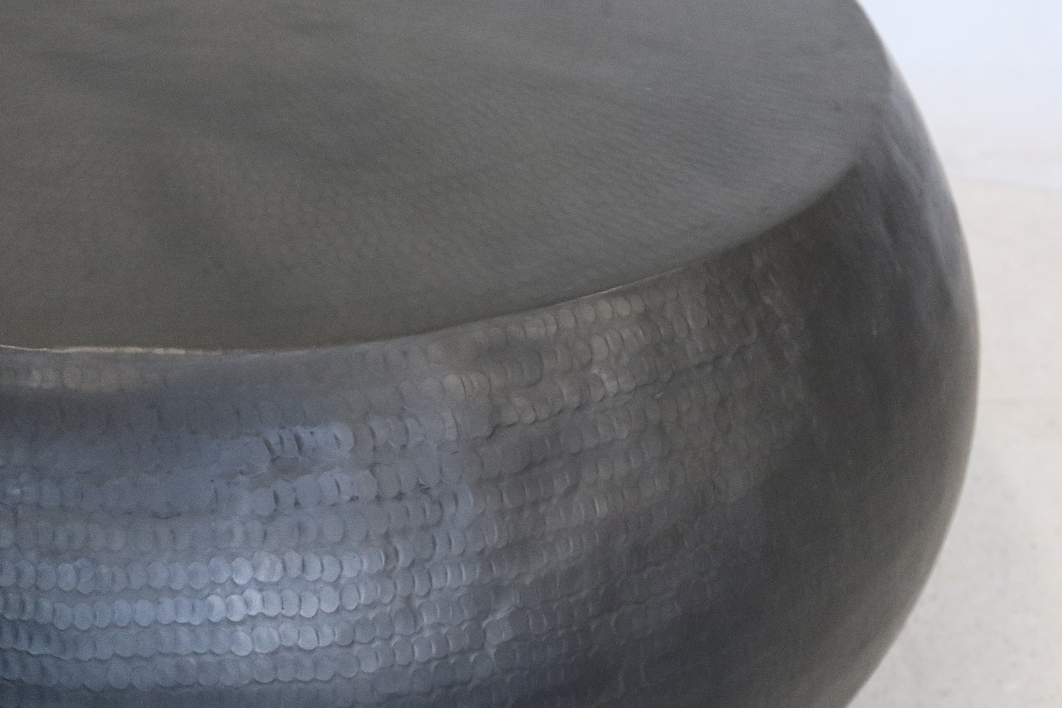 Coffee Table Squashed Round Black Hammered Aluminium