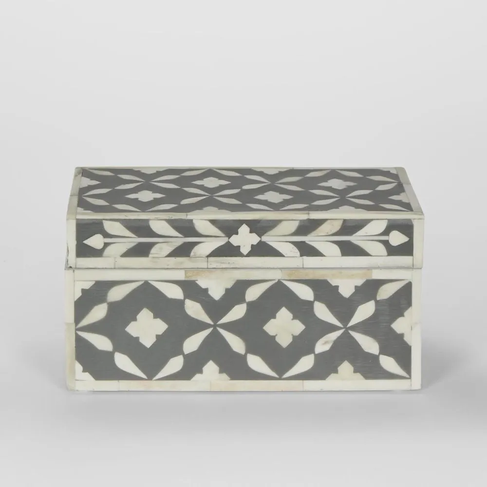 Trinket Box Black/White Bone/Inlay