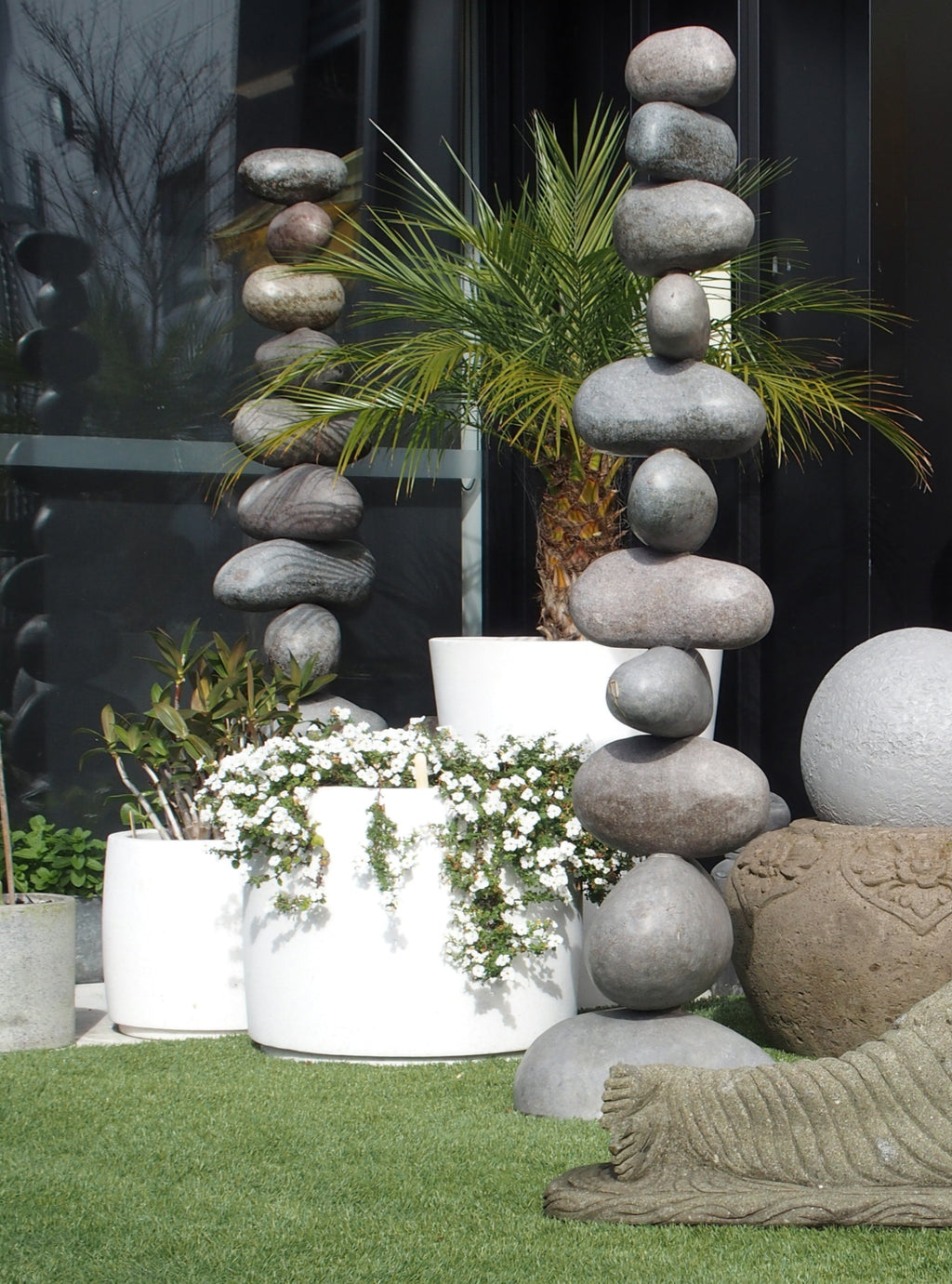 Stacked Stone Sculpture on Stand