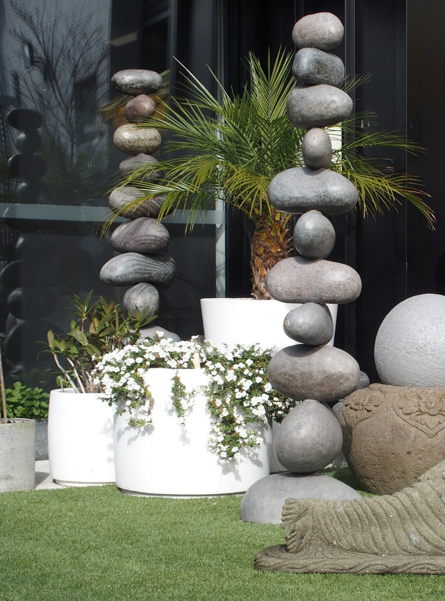 Stacked Stone Sculpture on Stand