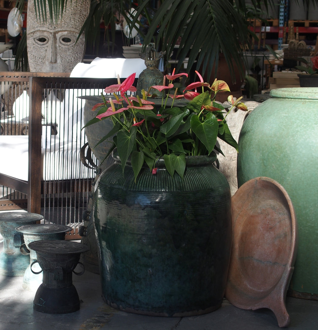 Jar Green Glazed Medium