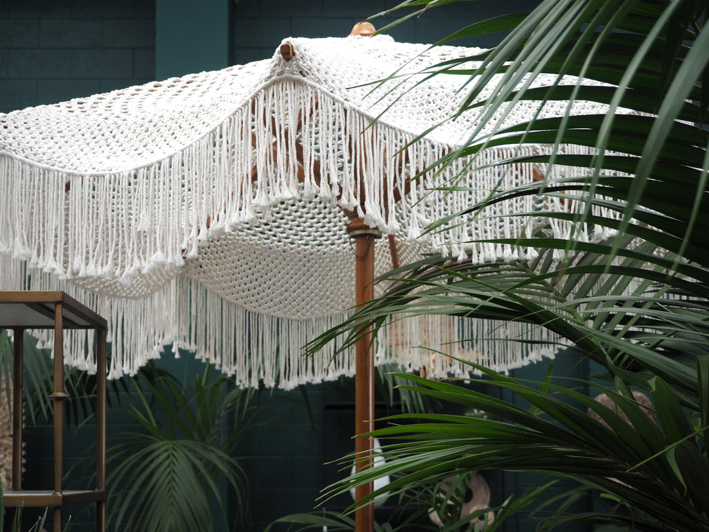 Umbrella White Crocheted