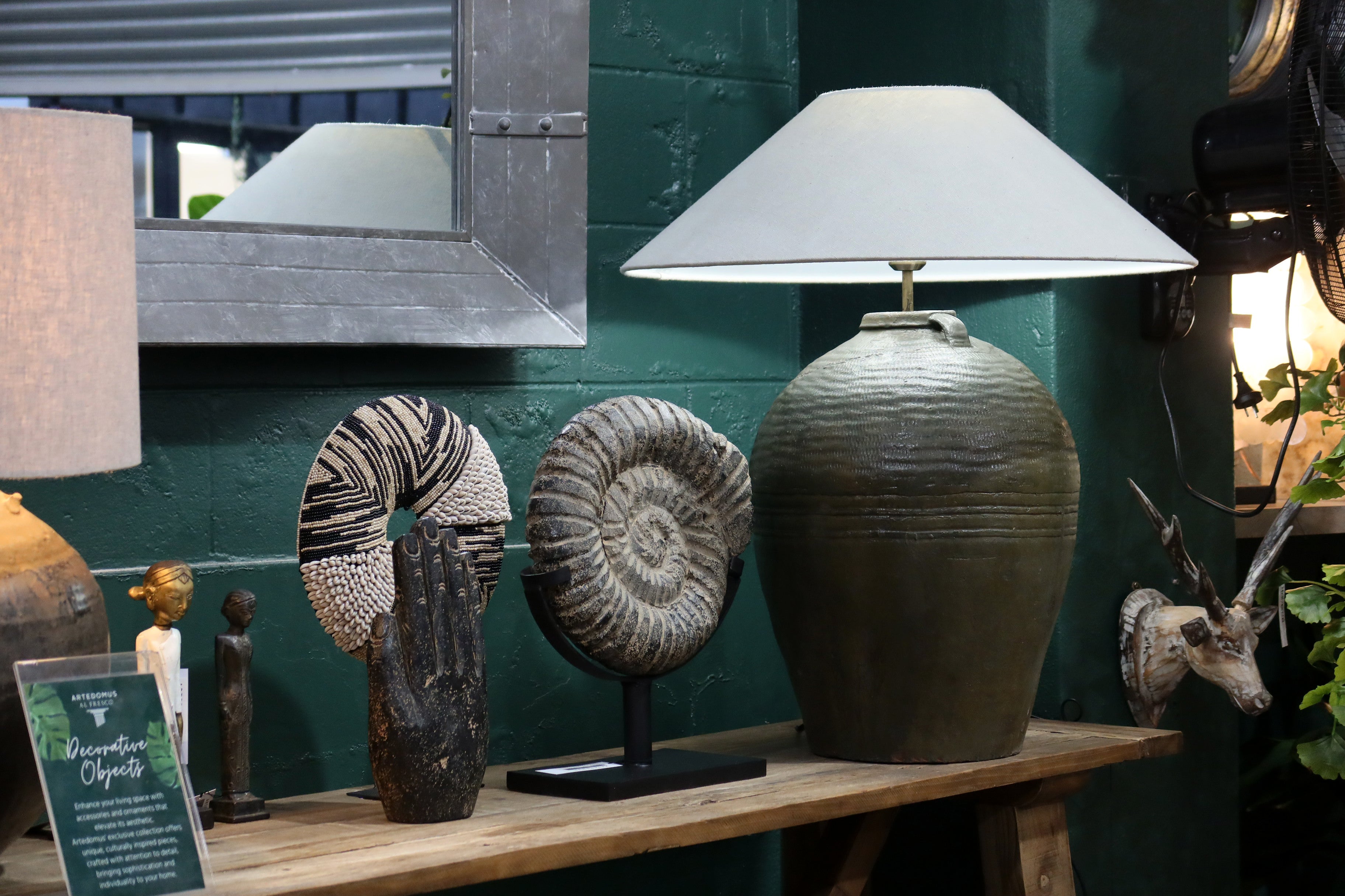 Antique Lamp Base & Linen Shade