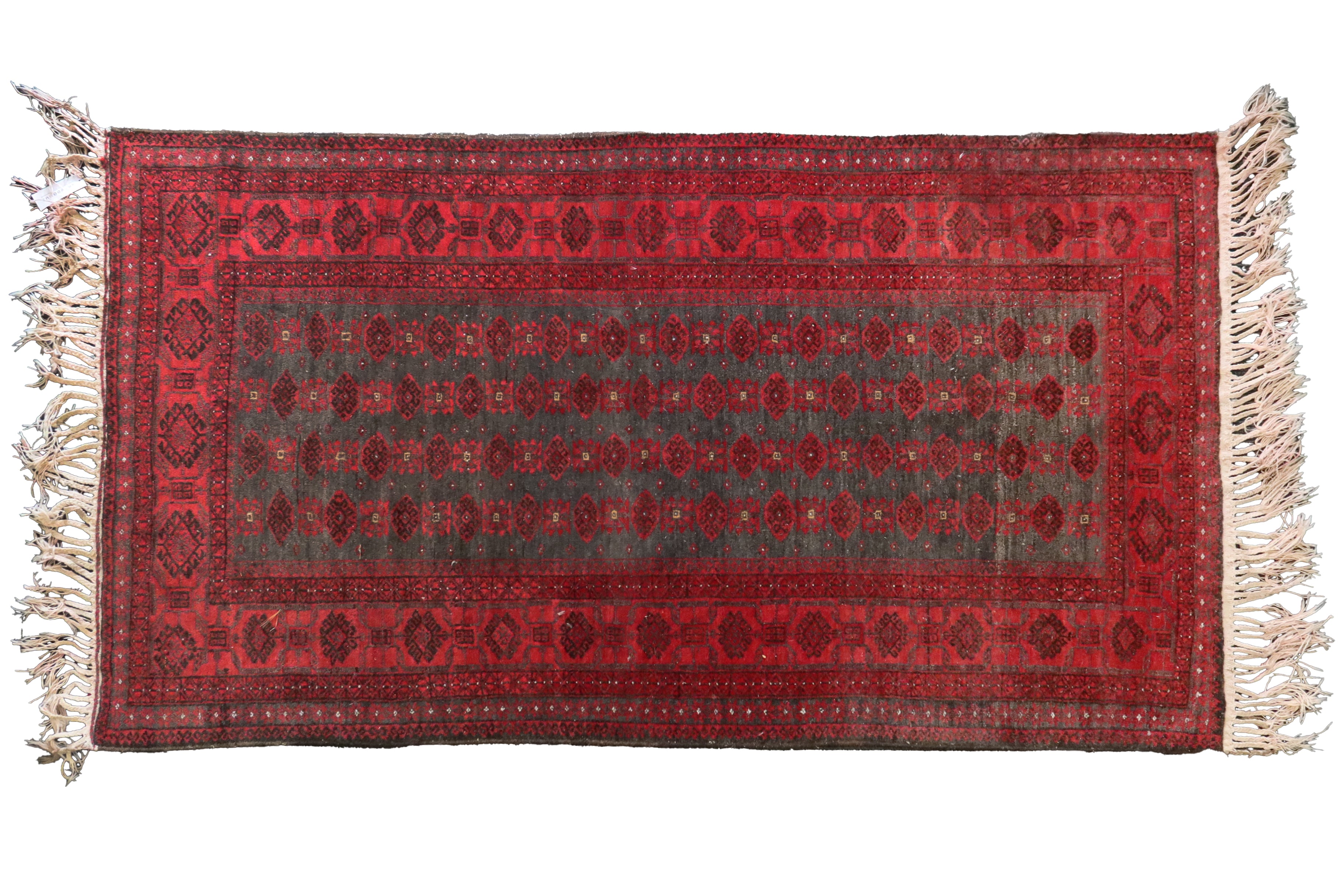 Rug Persian Hand-knotted - Red/Charcoal/Cream