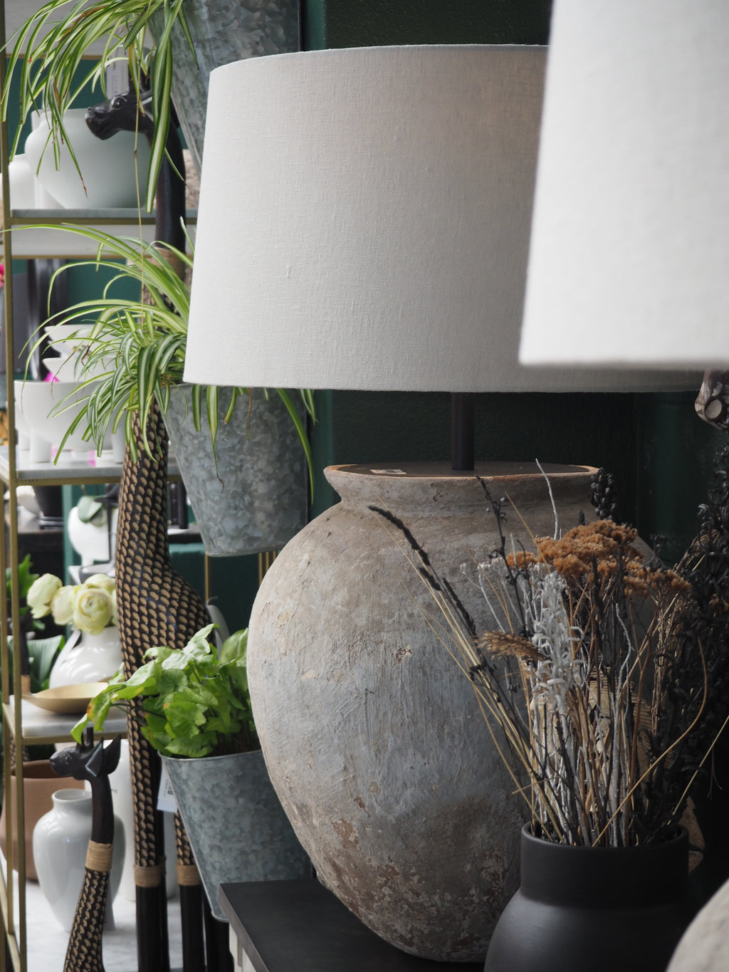 Lamp Base & Linen Shade (Organic Pot)