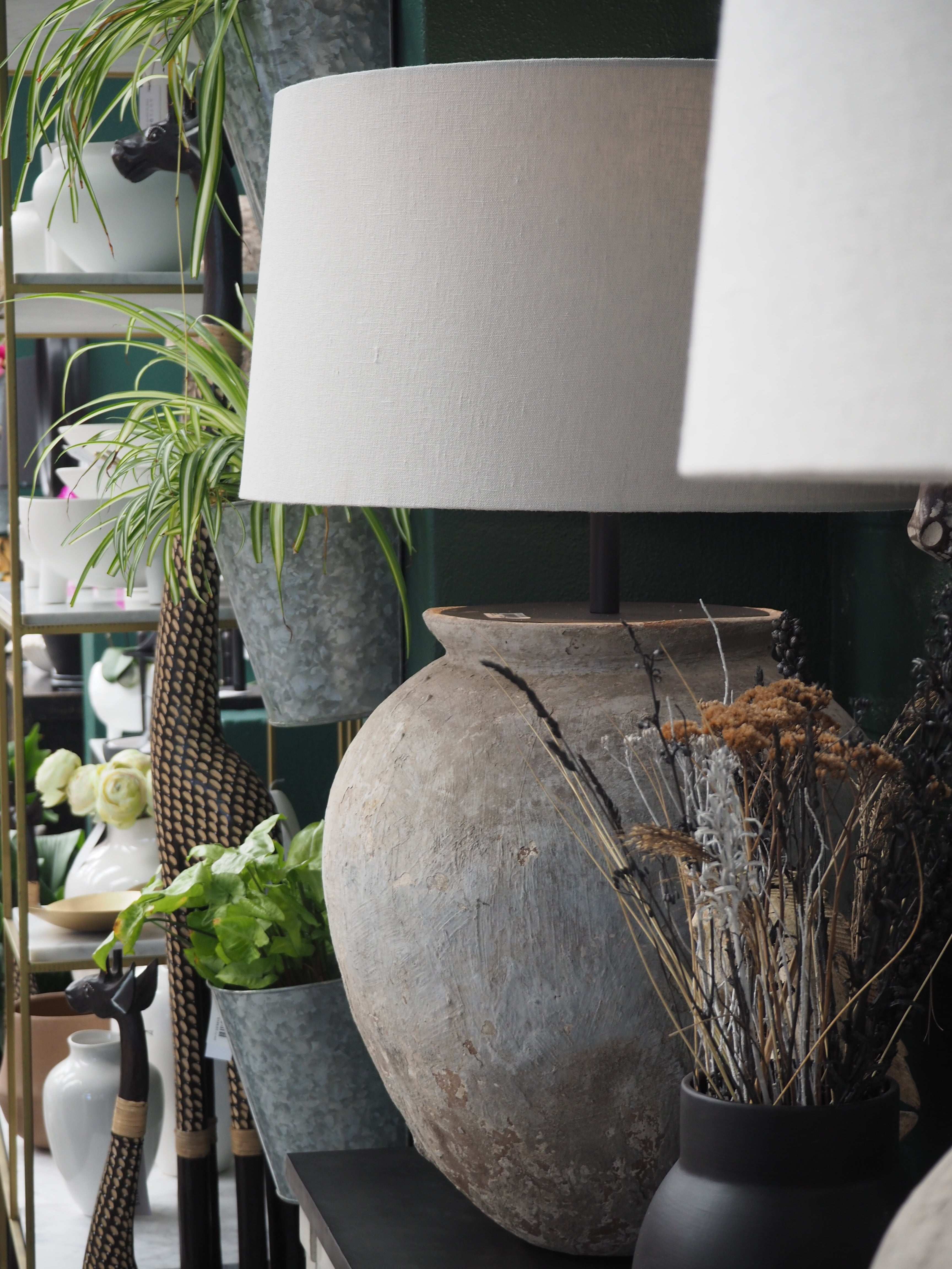 Lamp Base & Linen Shade (Organic Pot)