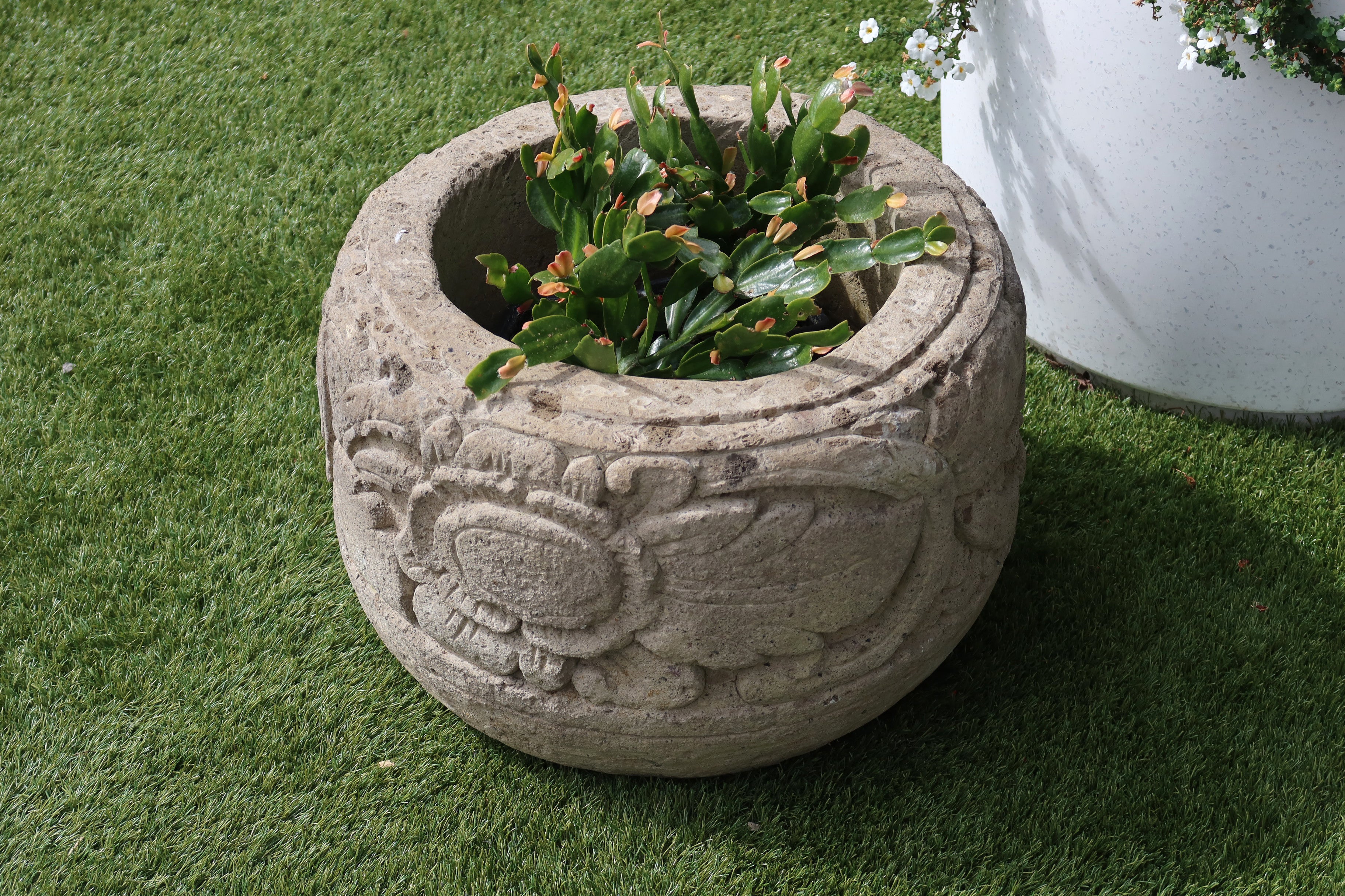 Pot Carved Greenstone Small