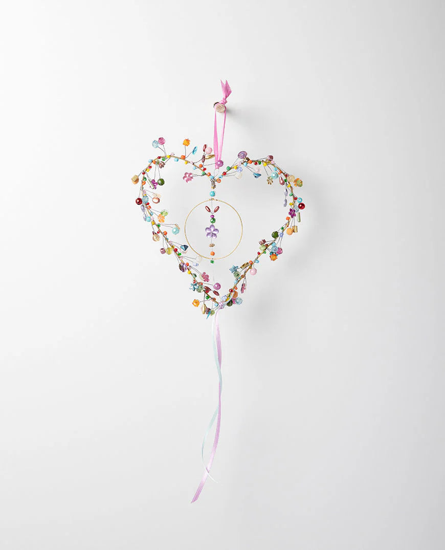 Carousel Hanging Beaded Heart Large