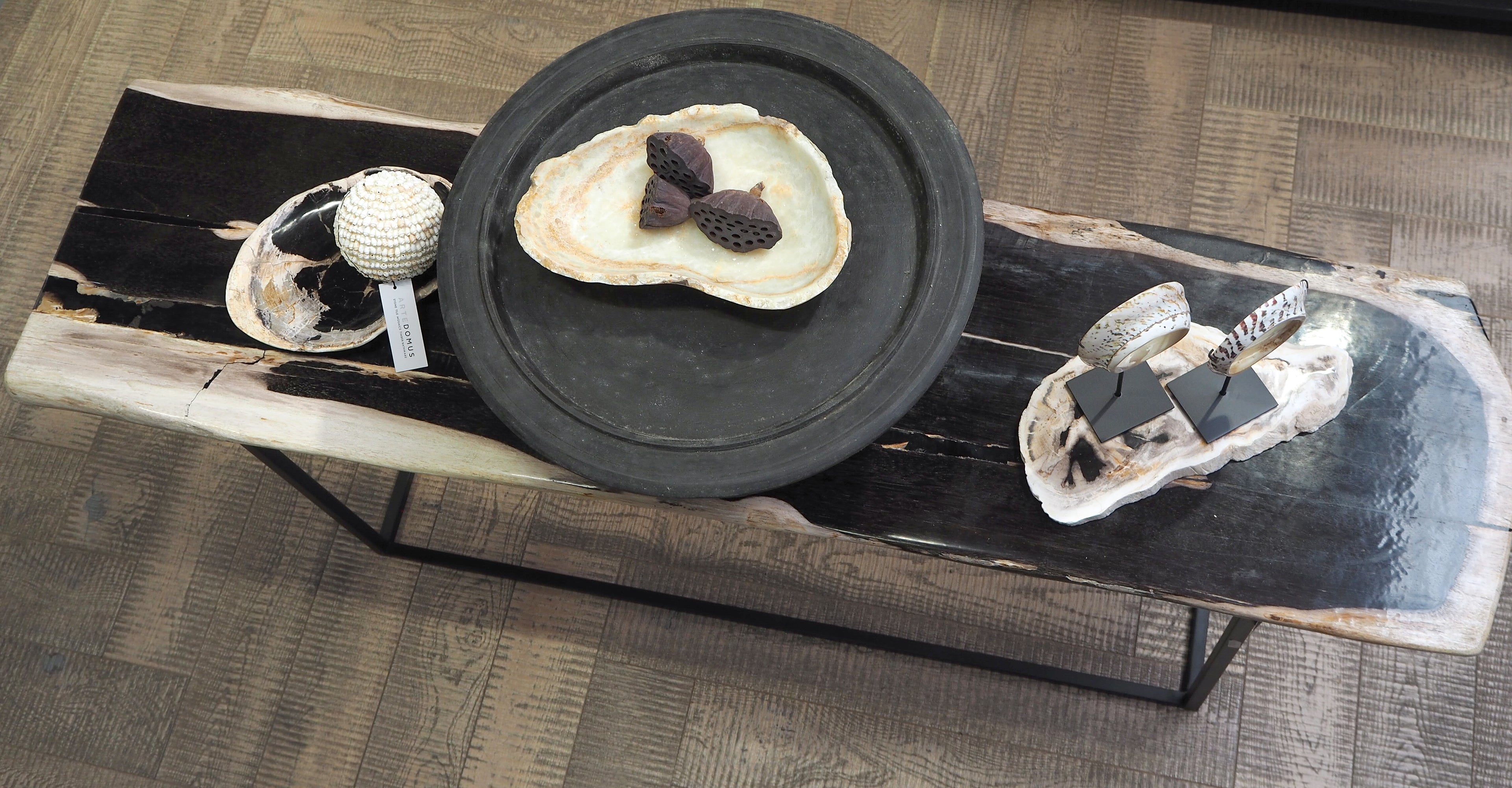 Console Petrified Wood on Metal Stand
