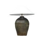 Antique Lamp Base & Linen Shade