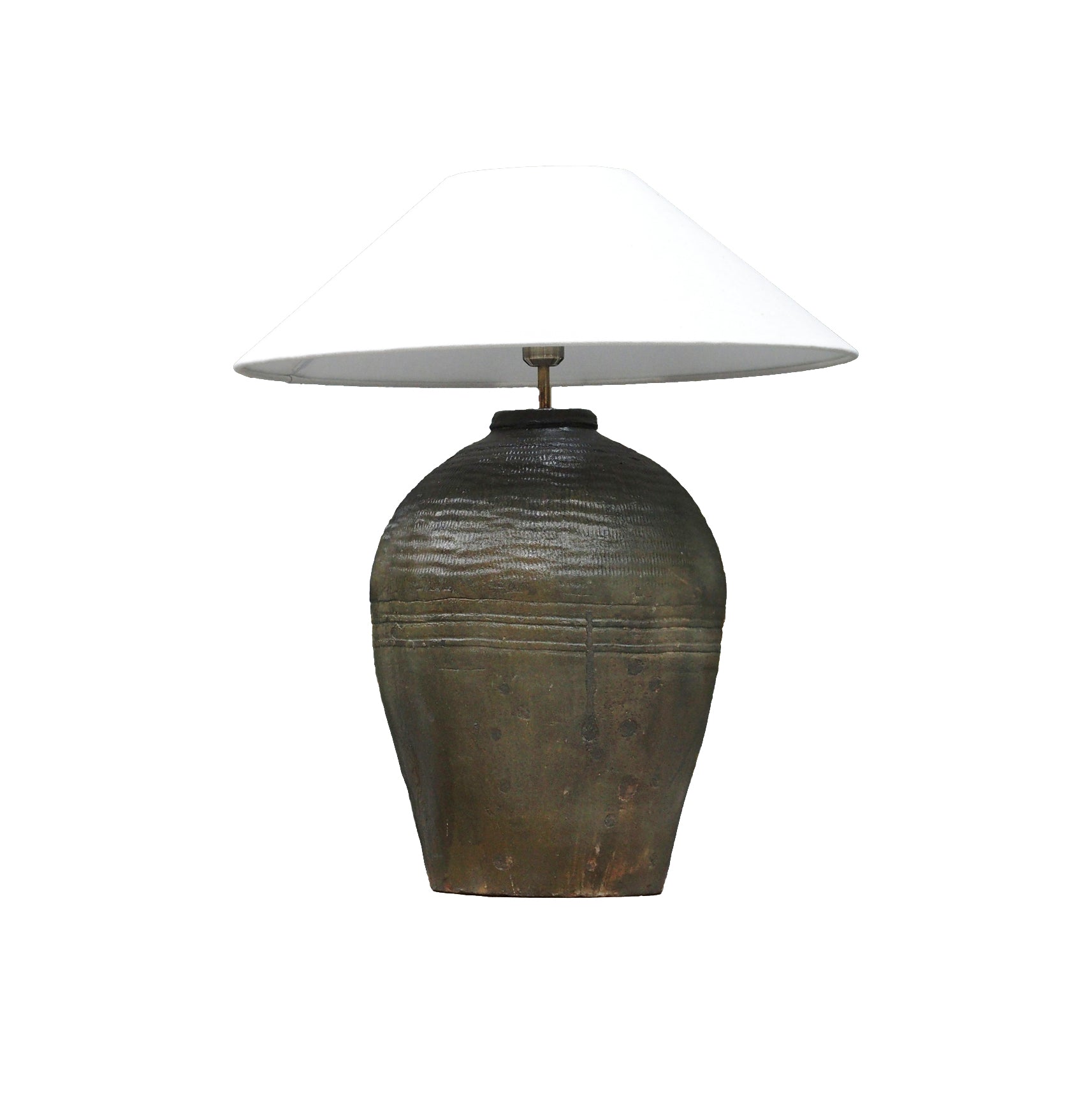 Antique Lamp Base & Linen Shade