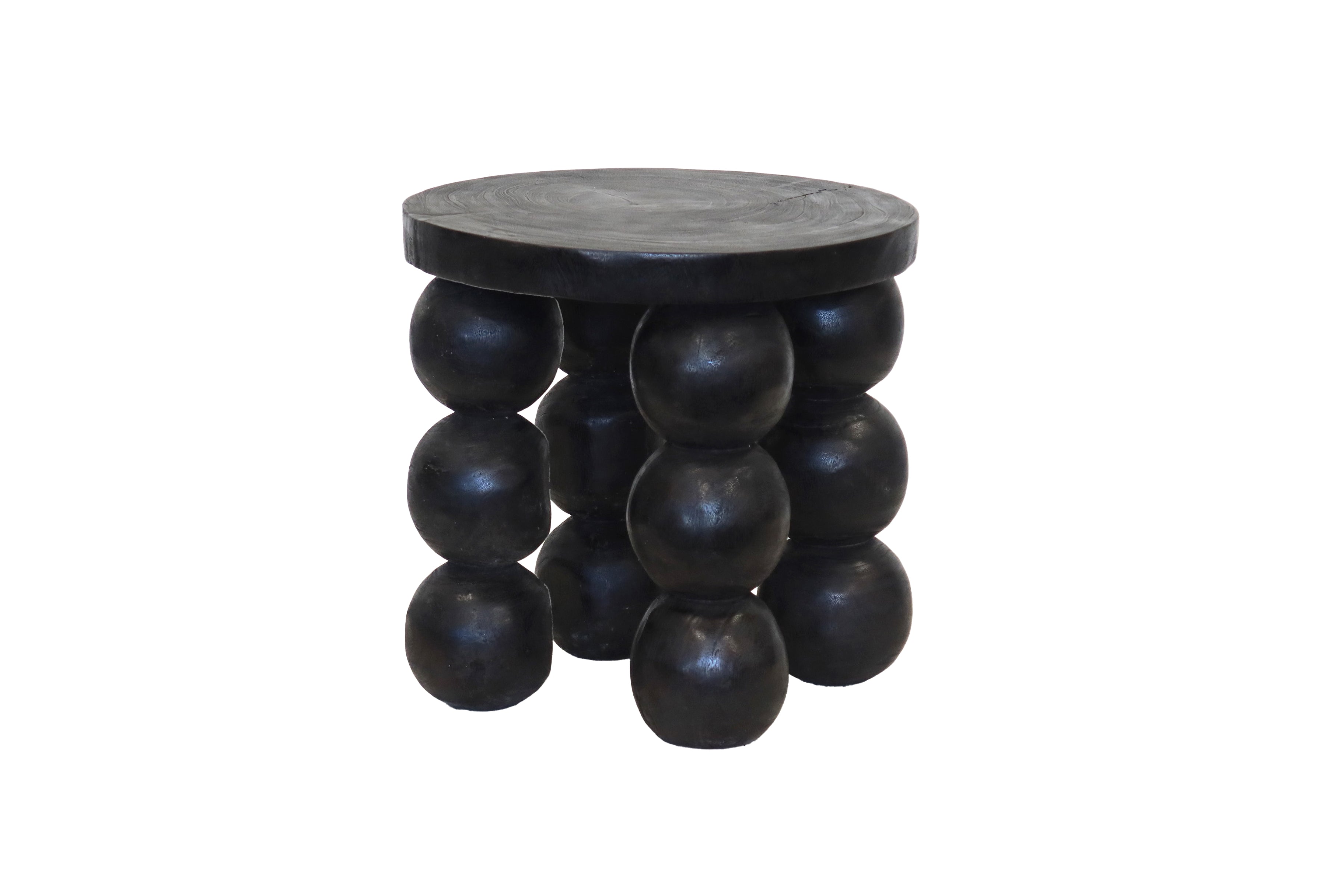 Wooden Ringed Side Table – Black, 500mm