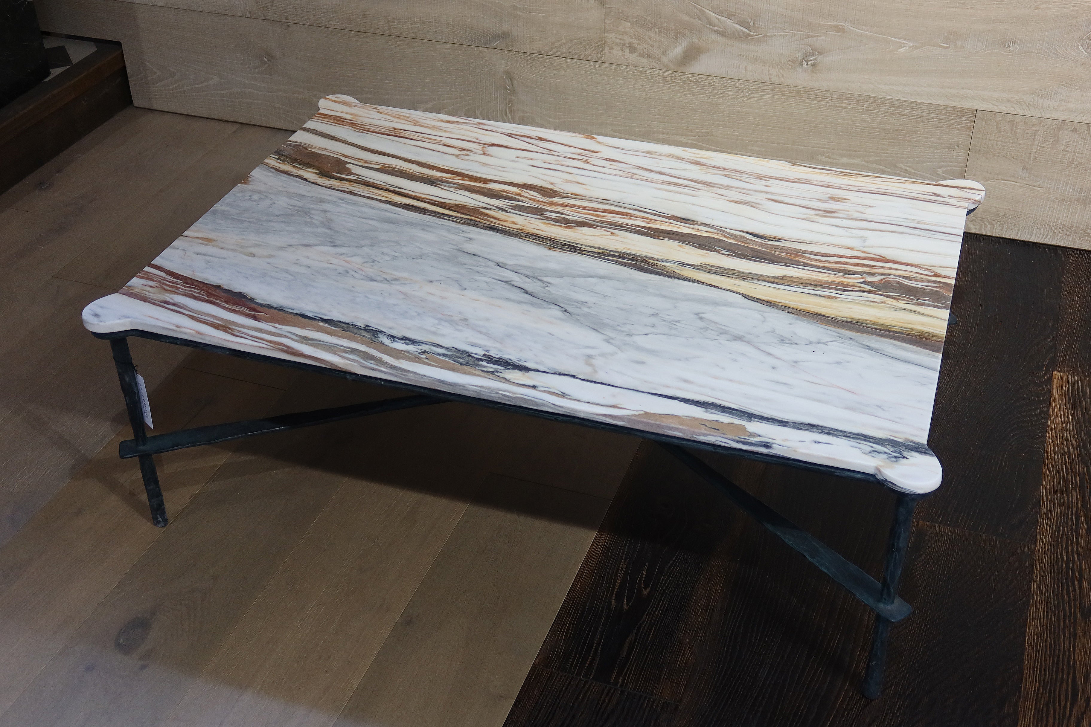 Table Iron Forged with Ears and Calacatta Etrusco marble top