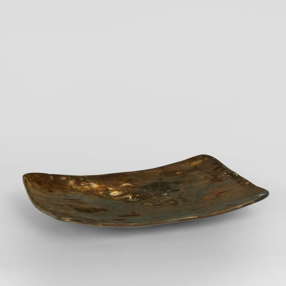 Plate Gia Rectangle Antique Gold Large