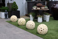 Garden Lamp Carved Round Sandstone