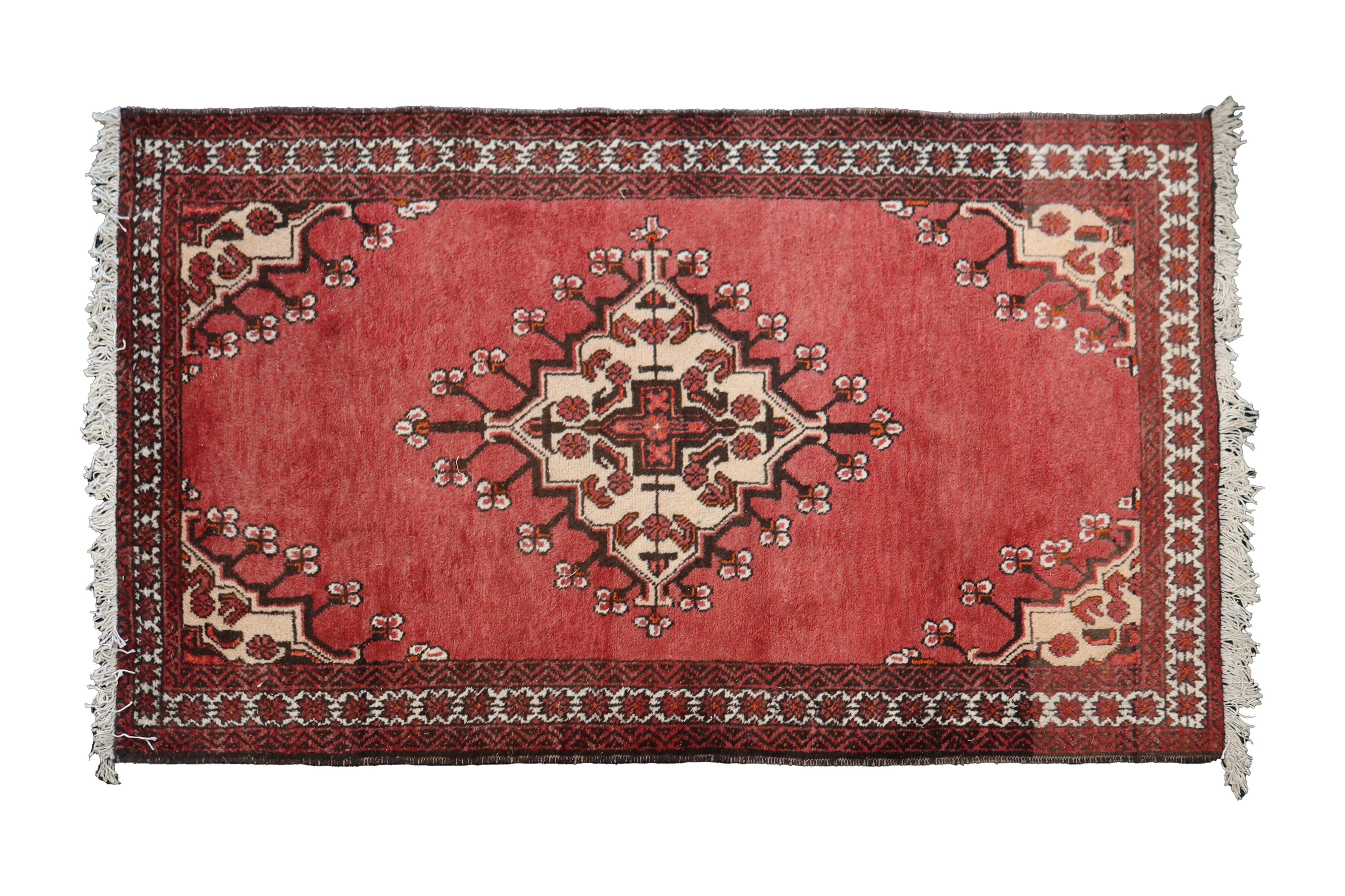Rug Persian Hand-knotted - Red/Cream/Brown