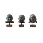 Buddha Heads Set of 3 (Hear-no, Speak-no, See-no)