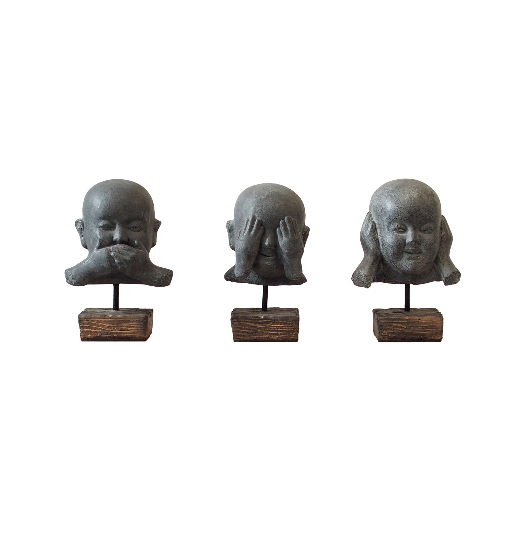 Buddha Heads Set of 3 (Hear-no, Speak-no, See-no)