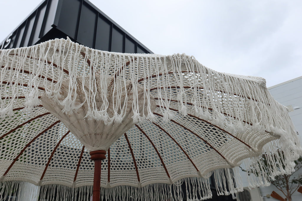 Umbrella White Crocheted