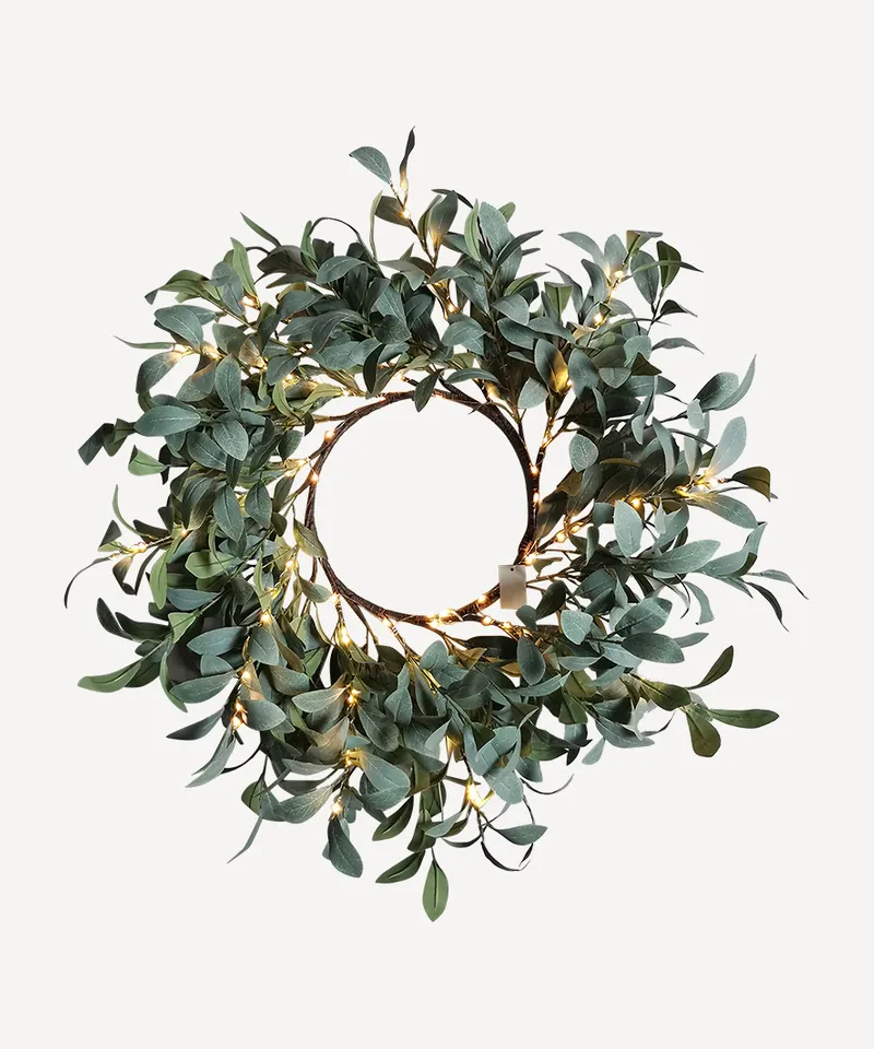 Wreath Olive with Lights