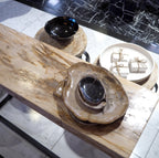 Console Petrified Wood on Metal Stand (Straight-edged)