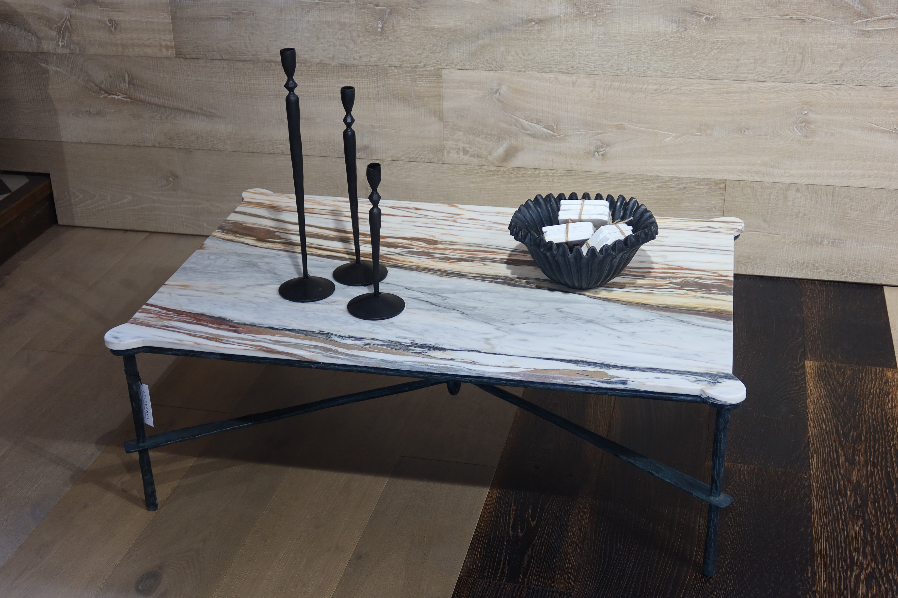 Table Iron Forged with Ears and Calacatta Etrusco marble top